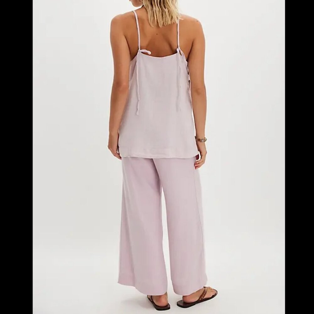 NWT Free People Sightseer Embroidered Linen Set in Lilac Combo - Picture 2 of 5